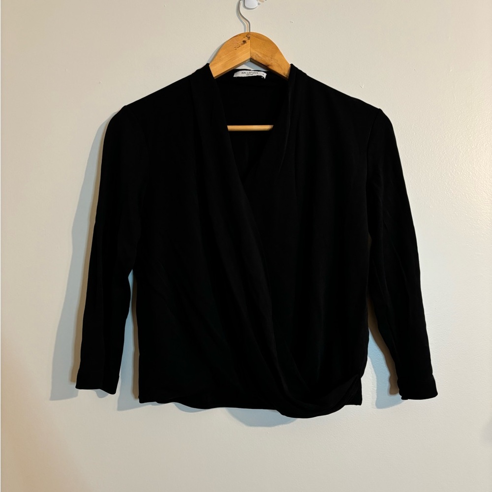 MM Lafleur faux wrap black top